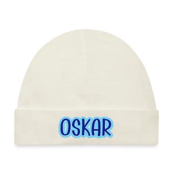 Oskar Boy Name Jungen Name Oskar - Baby Premium Organic Mütze - Naturweiß - Vorne