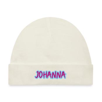 Johanna Name Girl Mädchen Name Johanna - Baby Premium Organic Mütze - Naturweiß - Vorne