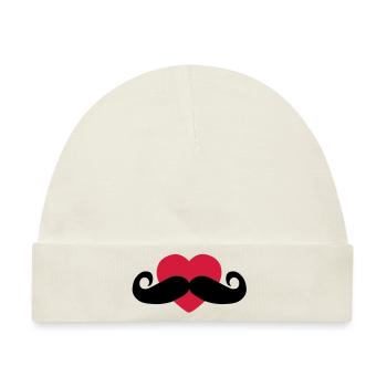 heart moustache / love moustache - Baby Premium Organic Mütze - Naturweiß - Vorne