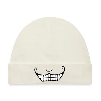 Grinsen / Cheshire cat smile (2c) - Baby Premium Organic Mütze - Naturweiß - Vorne