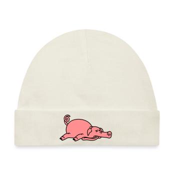 Totes Schwein am Boden - Baby Premium Organic Mütze - Naturweiß - Vorne