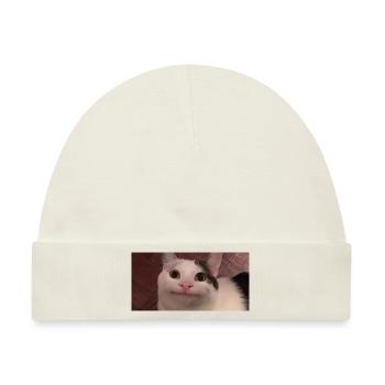 meme cat - Baby Premium Organic Mütze - Naturweiß - Vorne