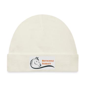 Reitschule Schraut Logo - Baby Premium Organic Mütze - Naturweiß - Vorne