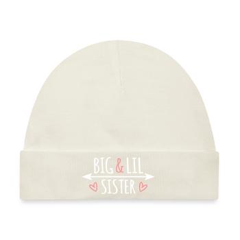 Big Lil Sis Große Kleine Schwester Schwestern Herz - Baby Premium Organic Mütze - Naturweiß - Vorne