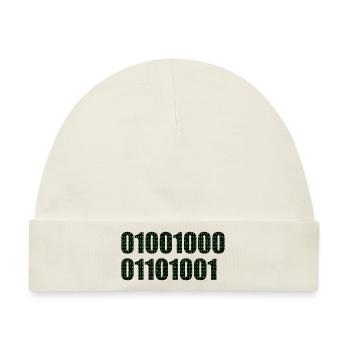 Binärcode "Hi" - Baby Premium Organic Mütze - Naturweiß - Vorne