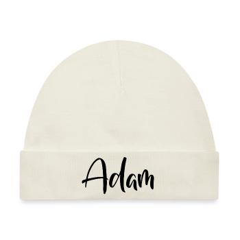 Name - Adam - Baby Premium Organic Mütze - Naturweiß - Vorne