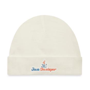 Java Developer with Coffee - Baby Premium Organic Mütze - Naturweiß - Vorne