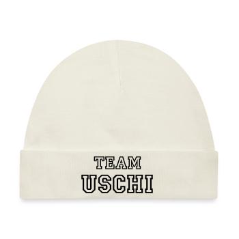 TEAM USCHI Hundename Hündin TeamTrikot - Baby Premium Organic Mütze - Naturweiß - Vorne
