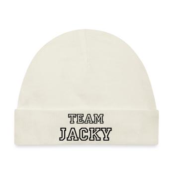 TEAM JACKY Hundename Hündin TeamTrikot - Baby Premium Organic Mütze - Naturweiß - Vorne