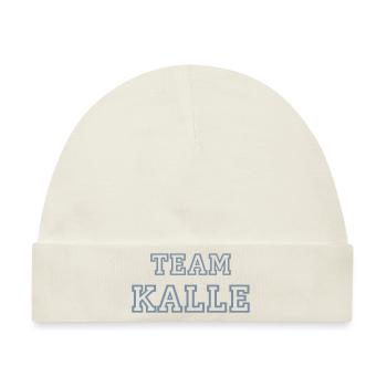 TEAM KALLE Hundename Rüde TeamTrikot - Baby Premium Organic Mütze - Naturweiß - Vorne