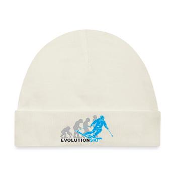 evolution ski, Skilaufen, Skifahren, Skipiste - Baby Premium Organic Mütze - Naturweiß - Vorne