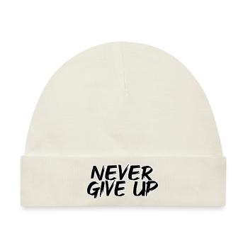 never give up - Baby Premium Organic Mütze - Naturweiß - Vorne