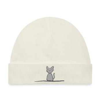 Graue Katze Linie Tier Haustier - Baby Premium Organic Mütze - Naturweiß - Vorne