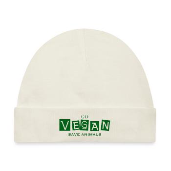 GO VEGAN - SAVE ANIMALS - Baby Premium Organic Mütze - Naturweiß - Vorne