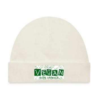 GO VEGAN - SAVE ANIMALS - Baby Premium Organic Mütze - Naturweiß - Vorne
