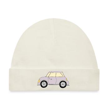 Auto in hellem Lila - Baby Premium Organic Mütze - Naturweiß - Vorne