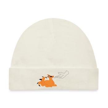 Fuchsgeist Kitsune und Hand mit Mondsymbol NaruSas - Baby Premium Organic Mütze - Naturweiß - Vorne