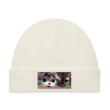 Hi Cat - Baby Premium Organic Mütze - Naturweiß - Vorne