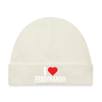 T-Shirt Ich liebe Ferdinando T-Shirt Geschenkidee - Baby Premium Organic Mütze - Naturweiß - Vorne