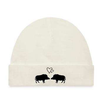 wildschweine verliebt - Baby Premium Organic Mütze - Naturweiß - Vorne