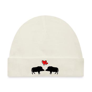 Wildschweine verliebt - Baby Premium Organic Mütze - Naturweiß - Vorne