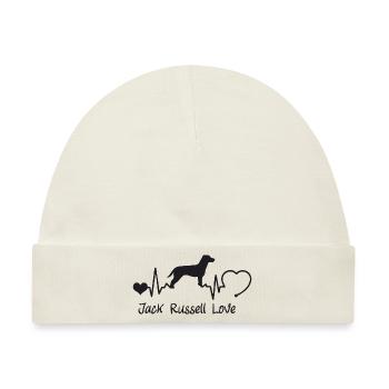 Jack Russell Terrier mit Herzschlag - Baby Premium Organic Mütze - Naturweiß - Vorne