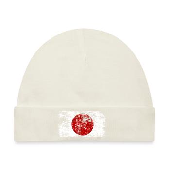 Japan Flagge Used Look Nihon Japanische Fahne - Baby Premium Organic Mütze - Naturweiß - Vorne
