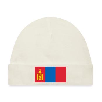 Mongolei Flagge / Drapeau Mongolie - Baby Premium Organic Mütze - Naturweiß - Vorne