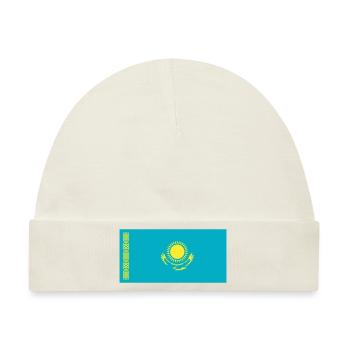 Kasachstan Flagge / Drapeau Kasachstan - Baby Premium Organic Mütze - Naturweiß - Vorne