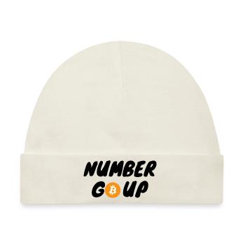 Krypto Number Go Up BTC Bitcoin - Baby Premium Organic Mütze - Naturweiß - Vorne