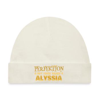 Alyssia als Frauenname - Baby Premium Organic Mütze - Naturweiß - Vorne