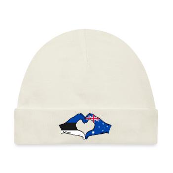 Estland Australien Flagge Herzform - Baby Premium Organic Mütze - Naturweiß - Vorne