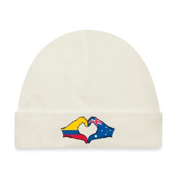 Kolumbien Australien Flagge Herzform - Baby Premium Organic Mütze - Naturweiß - Vorne