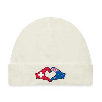 Schweiz Australien Flagge Herzform - Baby Premium Organic Mütze - Naturweiß - Vorne