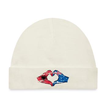Albanien Australien Flagge Herzform - Baby Premium Organic Mütze - Naturweiß - Vorne