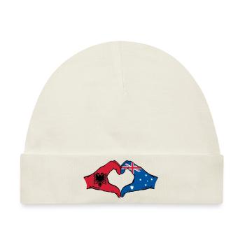 Albanien Australien Flagge Herzform - Baby Premium Organic Mütze - Naturweiß - Vorne