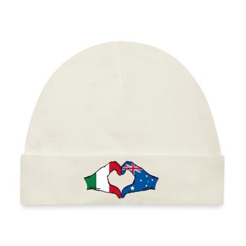 Italien Australien Flagge Herzform - Baby Premium Organic Mütze - Naturweiß - Vorne