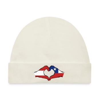 Österreich Chile Flagge Hände Herzform - Baby Premium Organic Mütze - Naturweiß - Vorne