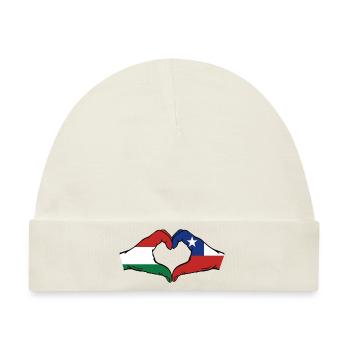 Ungarn Chile Flagge Hände Herzform - Baby Premium Organic Mütze - Naturweiß - Vorne