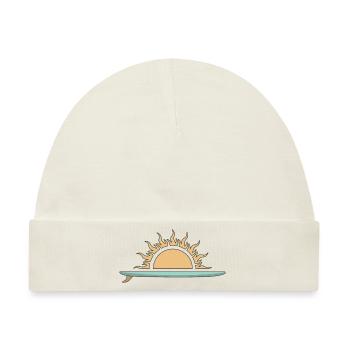 Surfboard mit Sonnenuntergang - Baby Premium Organic Mütze - Naturweiß - Vorne