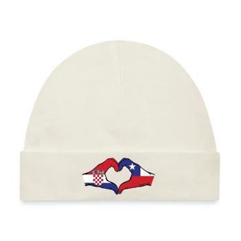 Kroatien Chile Flagge Hände Herzform - Baby Premium Organic Mütze - Naturweiß - Vorne