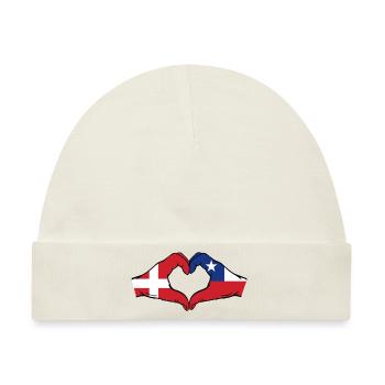 Dänemark Chile Flagge Hände Herzform - Baby Premium Organic Mütze - Naturweiß - Vorne