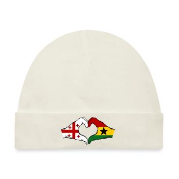 Georgien Ghana Flagge Hände Herzform - Baby Premium Organic Mütze - Naturweiß - Vorne
