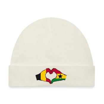 Belgien Ghana Flagge Hände Herzform - Baby Premium Organic Mütze - Naturweiß - Vorne