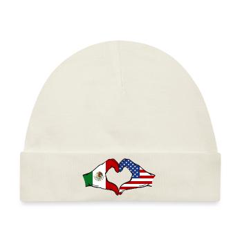 Mexiko USA Flagge Hände Herzform - Baby Premium Organic Mütze - Naturweiß - Vorne