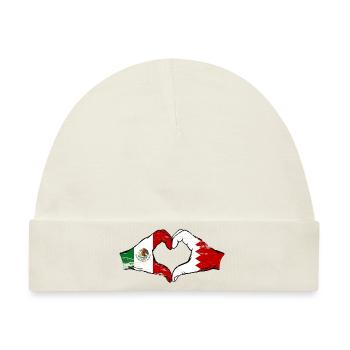 Mexiko Bahrain Flagge Hände Herzform used used - Baby Premium Organic Mütze - Naturweiß - Vorne