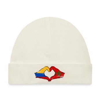 Kolumbien Marokko Flagge Hände Herzform used - Baby Premium Organic Mütze - Naturweiß - Vorne