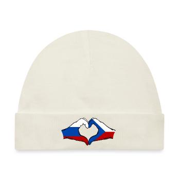 Russland Tschechien Flagge Hände Herzform - Baby Premium Organic Mütze - Naturweiß - Vorne