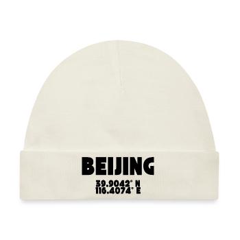 Peking - Design mit Koordinaten - Baby Premium Organic Mütze - Naturweiß - Vorne