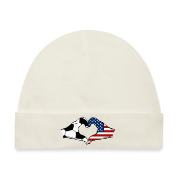 USA Fussball Herz Haende - Baby Premium Organic Mütze - Naturweiß - Vorne